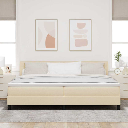 Letto a molle con testiera Crema 200 x 200 cm Tessuto | homemem39