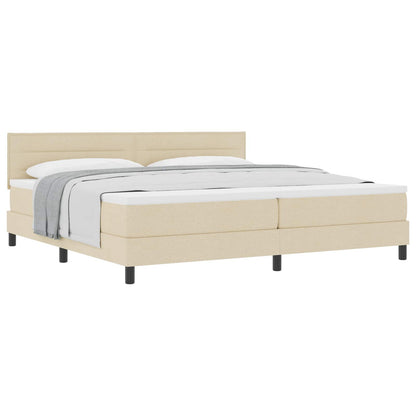 Letto a molle con testiera Crema 200 x 200 cm Tessuto | homemem39