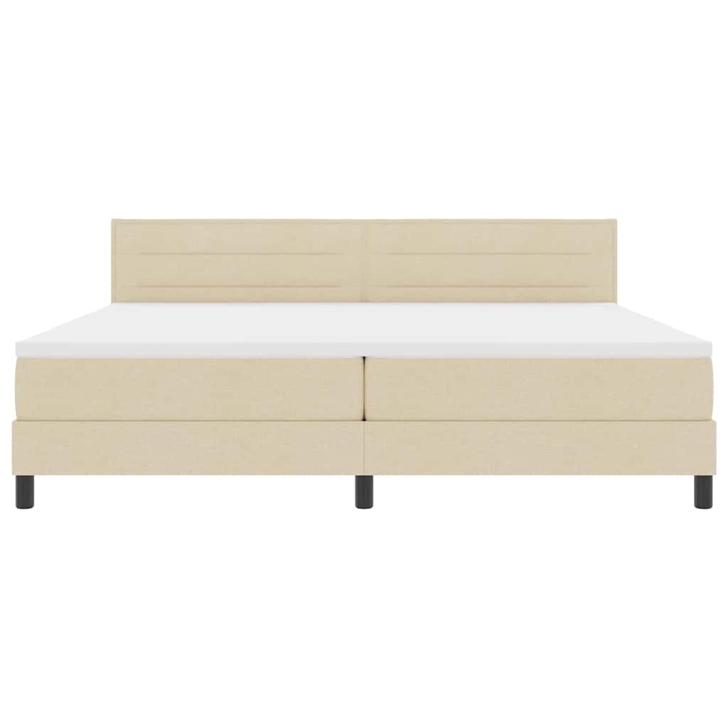 Letto a molle con testiera Crema 200 x 200 cm Tessuto | homemem39