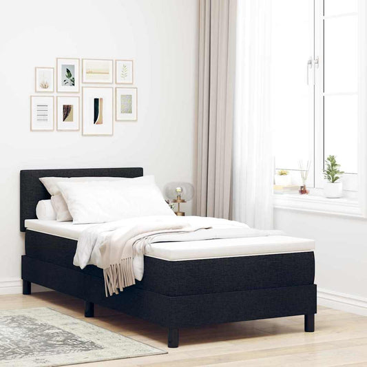 Letto a molle con cuscino con testiera Nero 80 x 200 cm Tessuto | homemem39