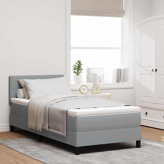 Letto a molle con testiera Grigio chiaro 90 x 190 cm Tessuto | homemem39