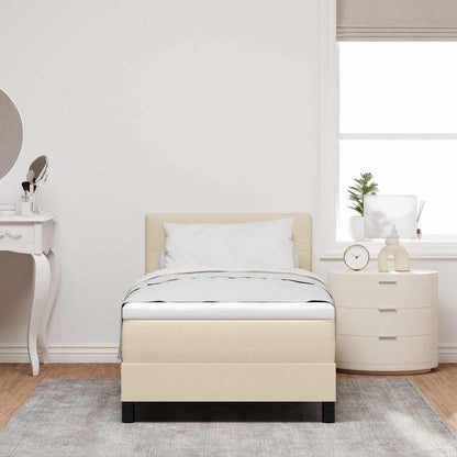 Letto box spring con materasso Crema 100 x 200 cm Tessuto