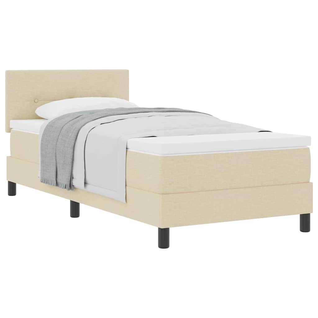 Letto box spring con materasso Crema 100 x 200 cm Tessuto
