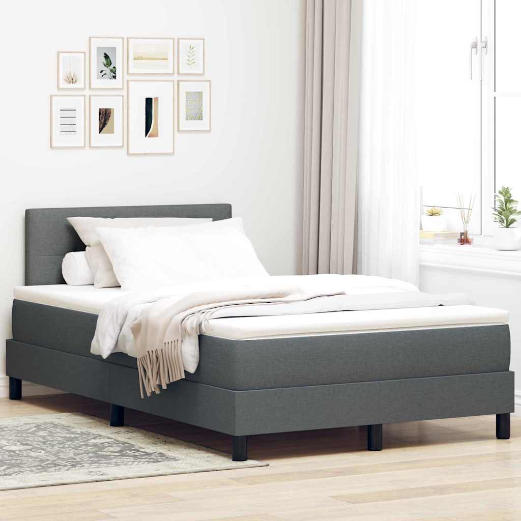 Letto a molle con materasso Grigio scuro 120 x 190 cm Tessuto