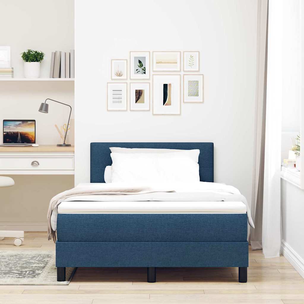 Letto a molle con testiera Blu 120 x 200 cm Tessuto