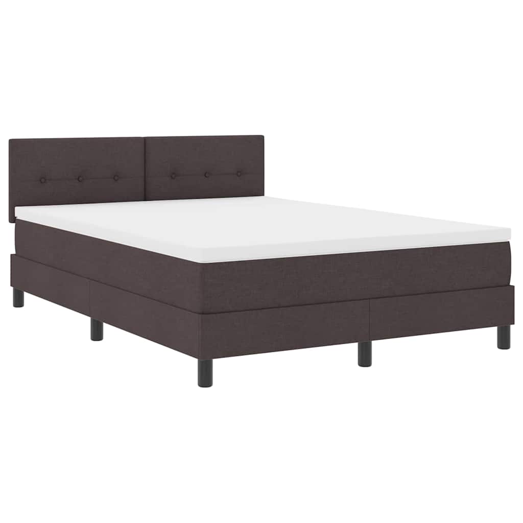 Letto a molle con testiera Marrone Scuro 140 x 190 cm Tessuto | homemem39