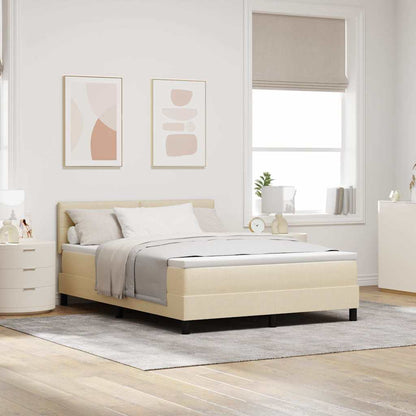 Letto a molle con testiera Crema 140 x 190 cm Tessuto | homemem39
