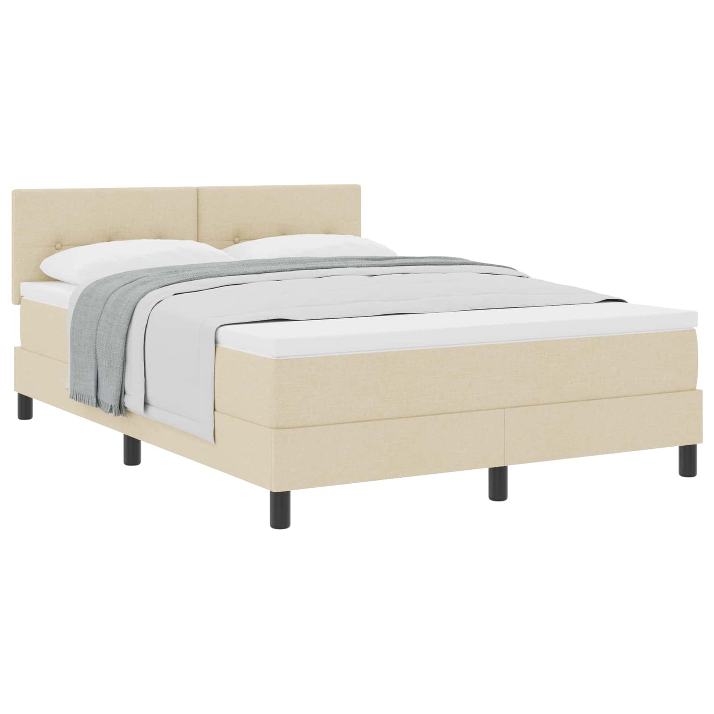 Letto a molle con testiera Crema 140 x 190 cm Tessuto | homemem39