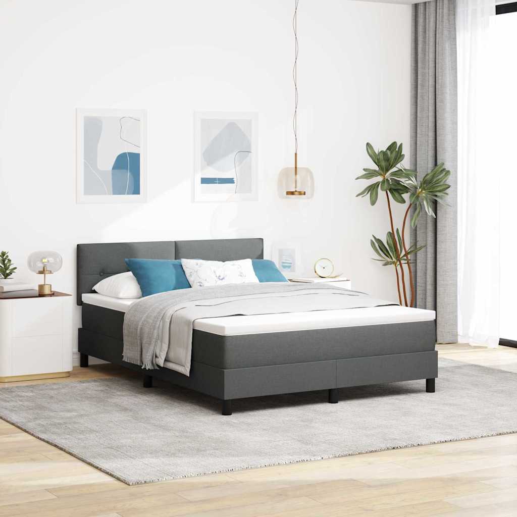 Letto a molle con testiera Grigio scuro 140 x 200 cm Tessuto | homemem39