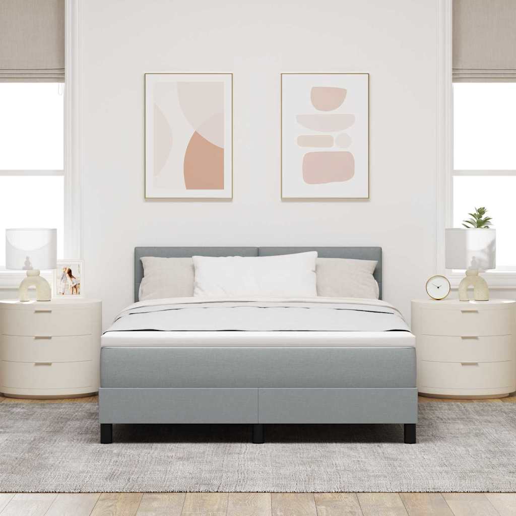 Letto a molle con testiera Grigio chiaro 160 x 200 cm Tessuto | homemem39