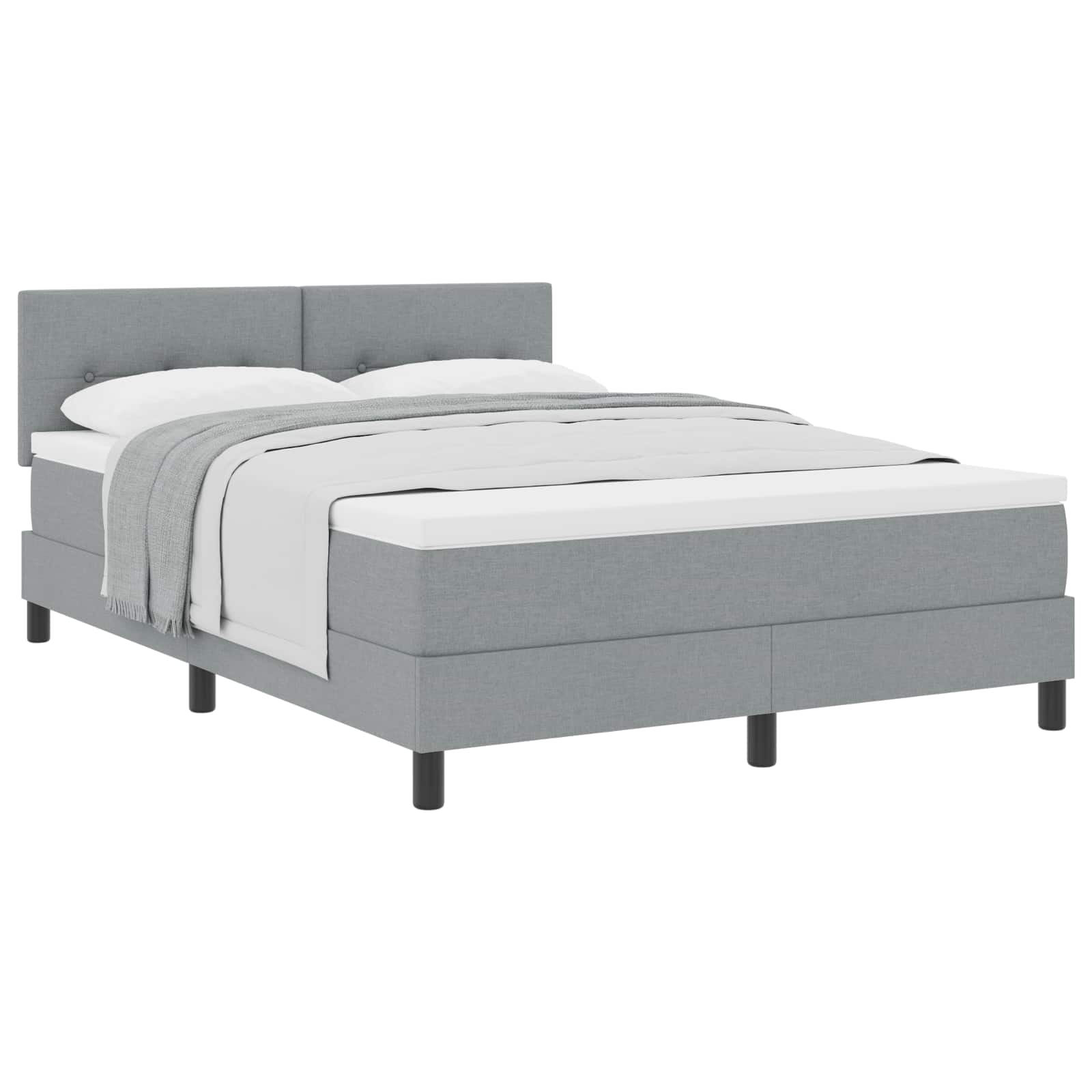 Letto a molle con testiera Grigio chiaro 160 x 200 cm Tessuto | homemem39