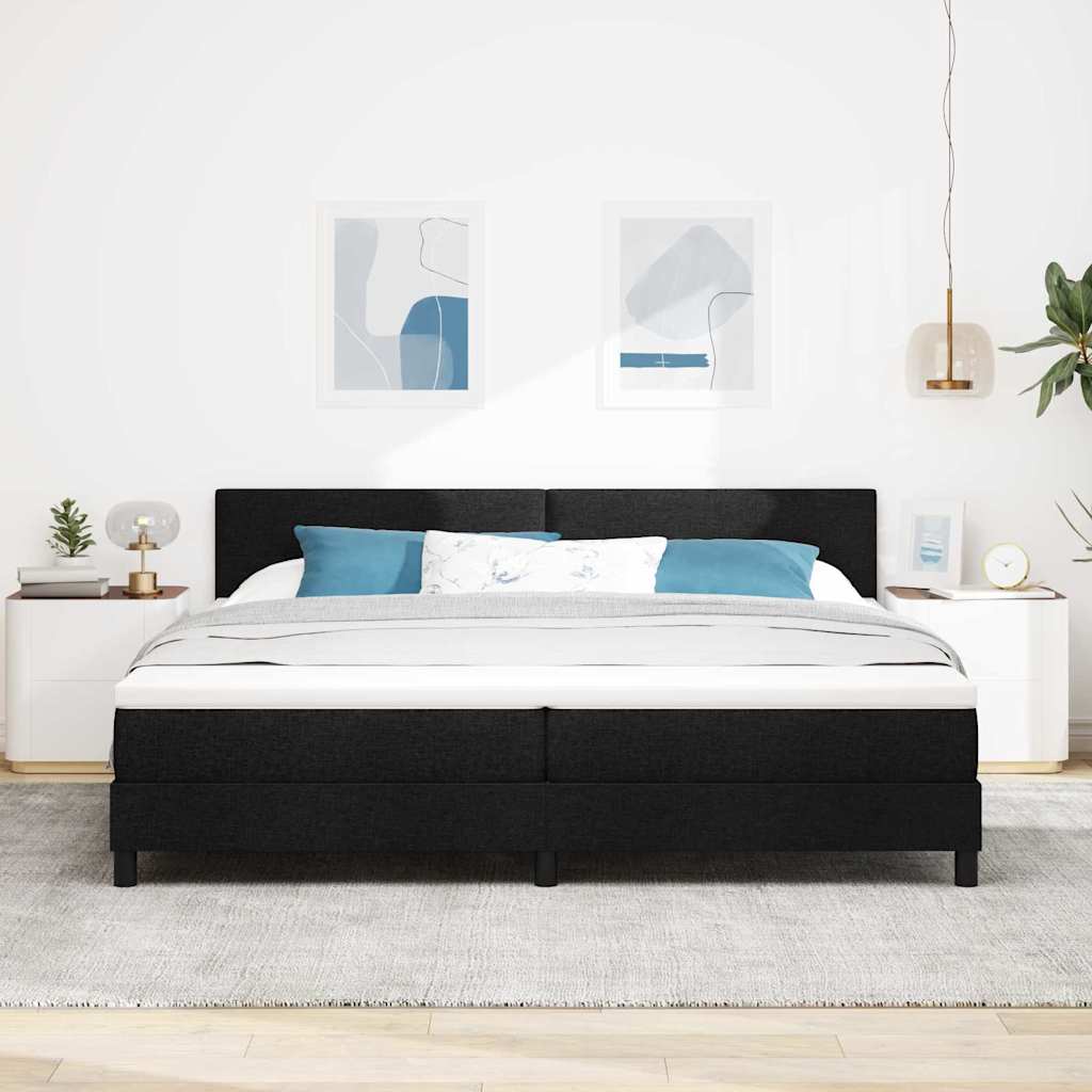 Letto box spring con materasso Nero 200 x 200 cm Tessuto