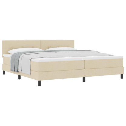 Letto a molle con testiera Crema 200 x 200 cm Tessuto | homemem39
