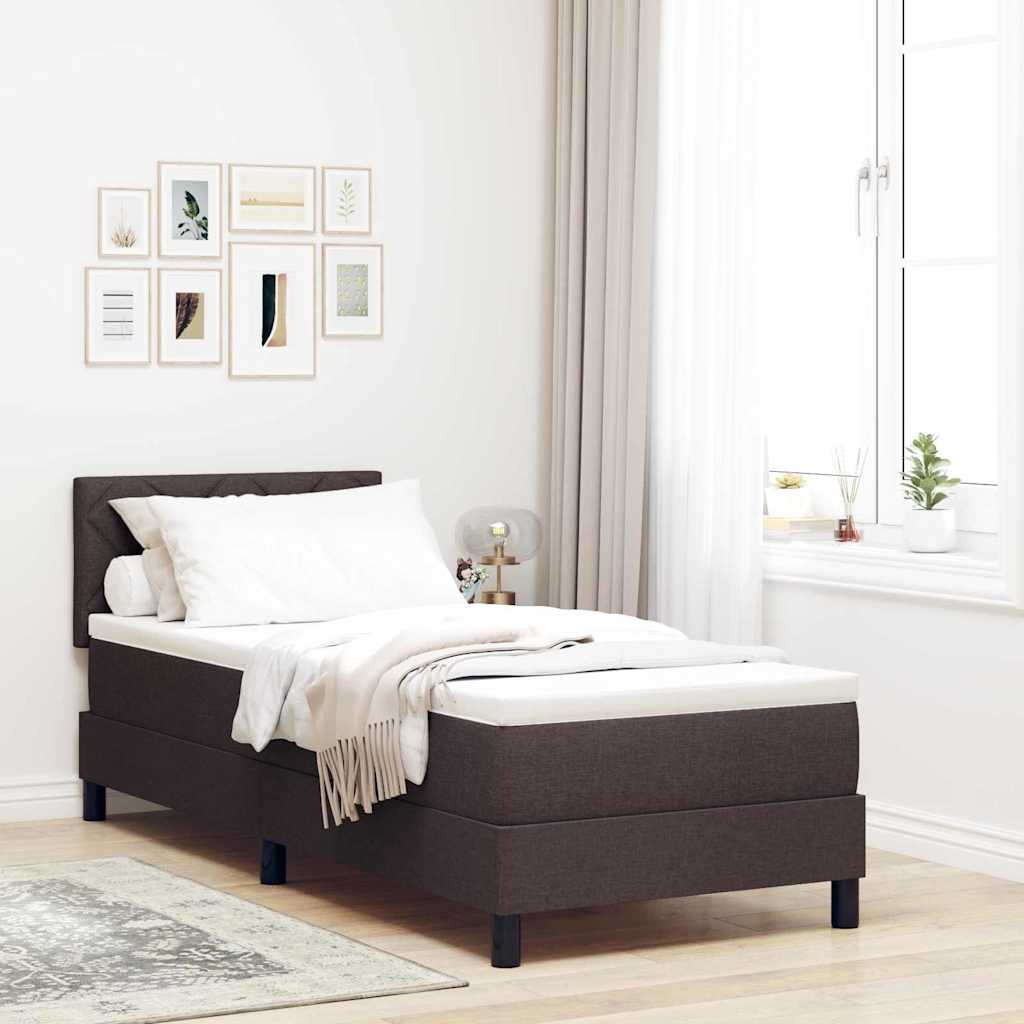 Letto box spring con materasso Marrone Scuro 80 x 200 cm