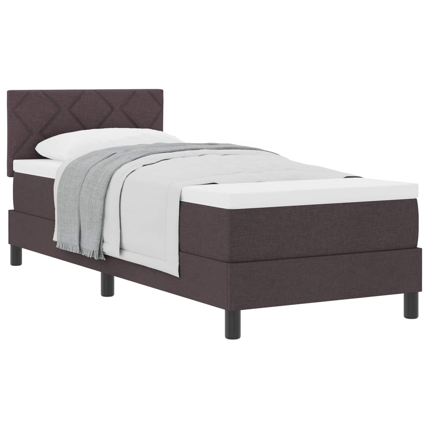Letto a molle con materasso Marrone Scuro 80 x 200 cm Tessuto