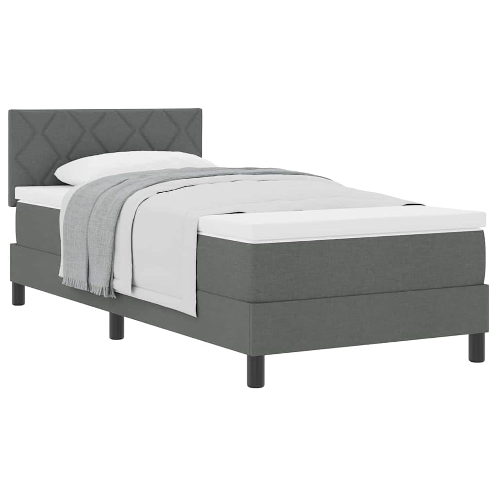 Letto box spring con materasso Grigio scuro 90 x 190 cm Tessuto