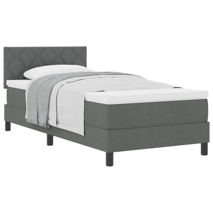 Letto box spring con materasso Grigio scuro 90 x 190 cm Tessuto