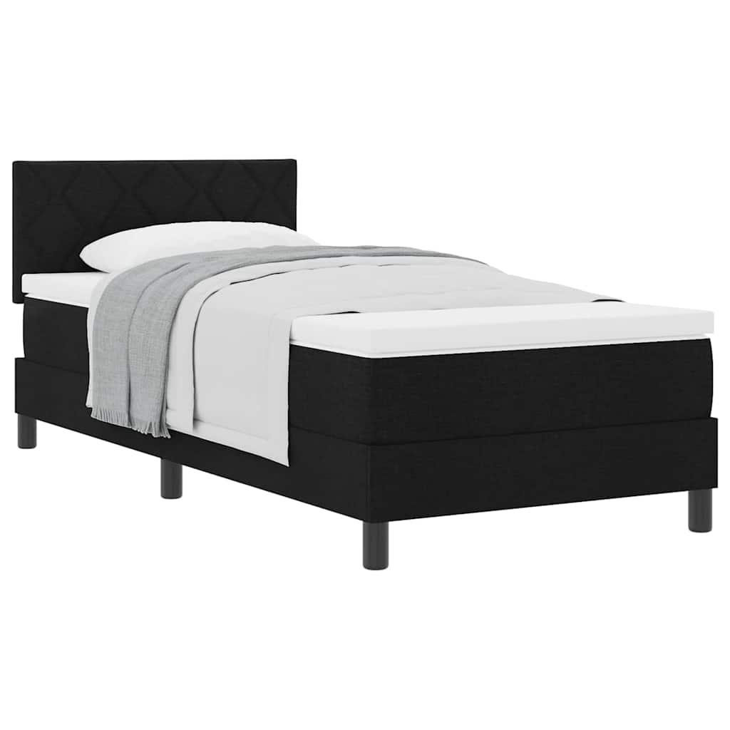 Letto box spring con materasso Nero 90 x 190 cm Tessuto