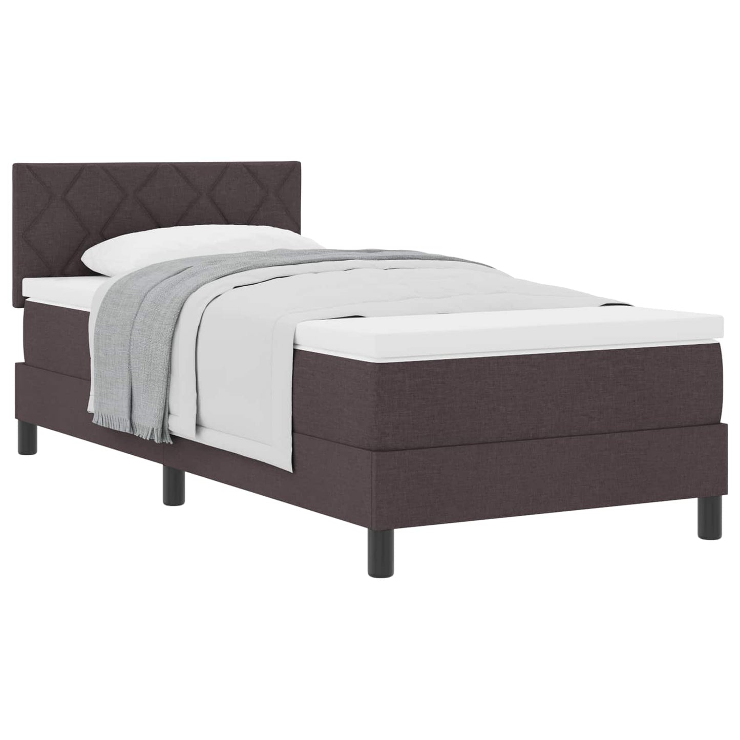 Letto a molle con testiera Marrone Scuro 90 x 190 cm Tessuto | homemem39