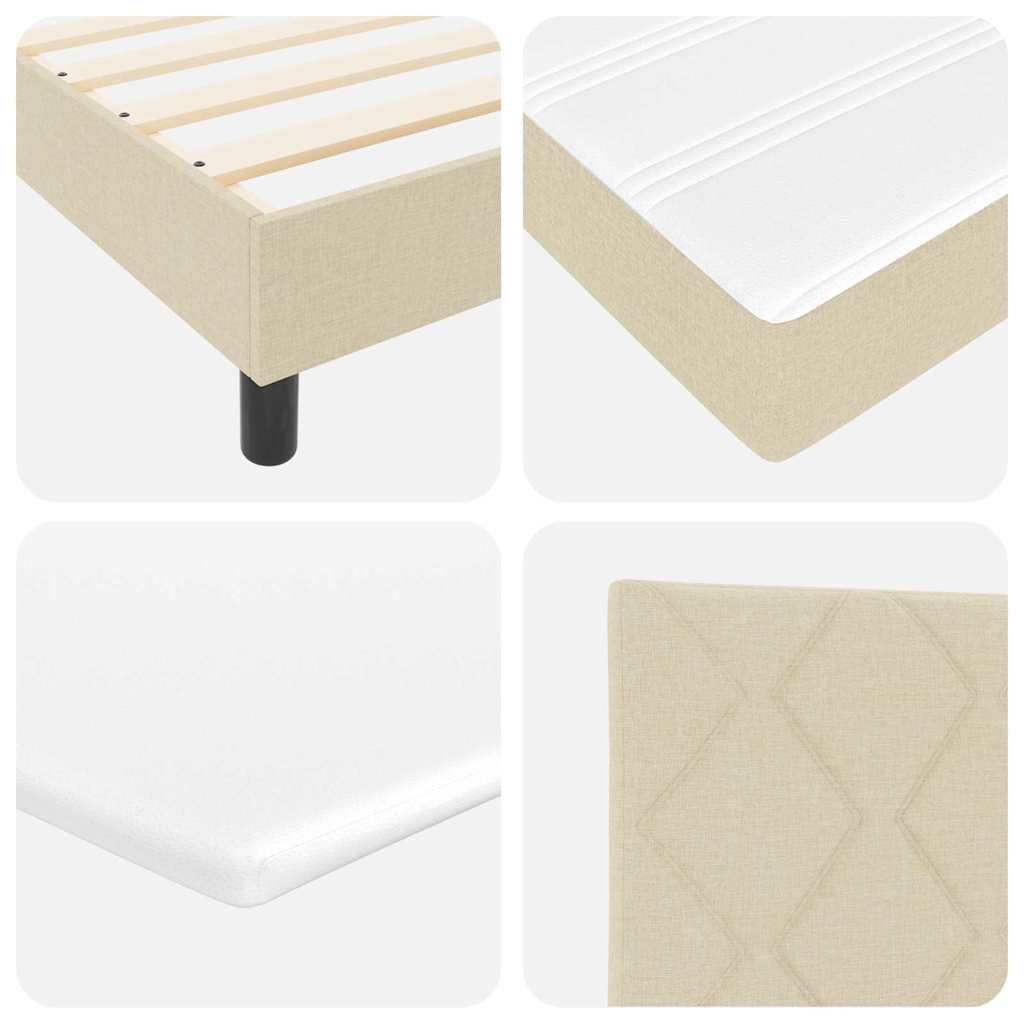 Letto box spring con materasso Crema 90 x 190 cm Tessuto