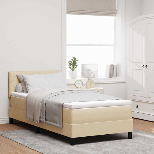 Letto box spring con materasso Crema 90 x 190 cm Tessuto