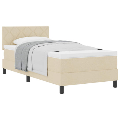 Letto a molle con testiera Crema 90 x 190 cm Tessuto