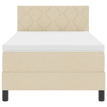 Letto box spring con materasso Crema 90 x 190 cm Tessuto