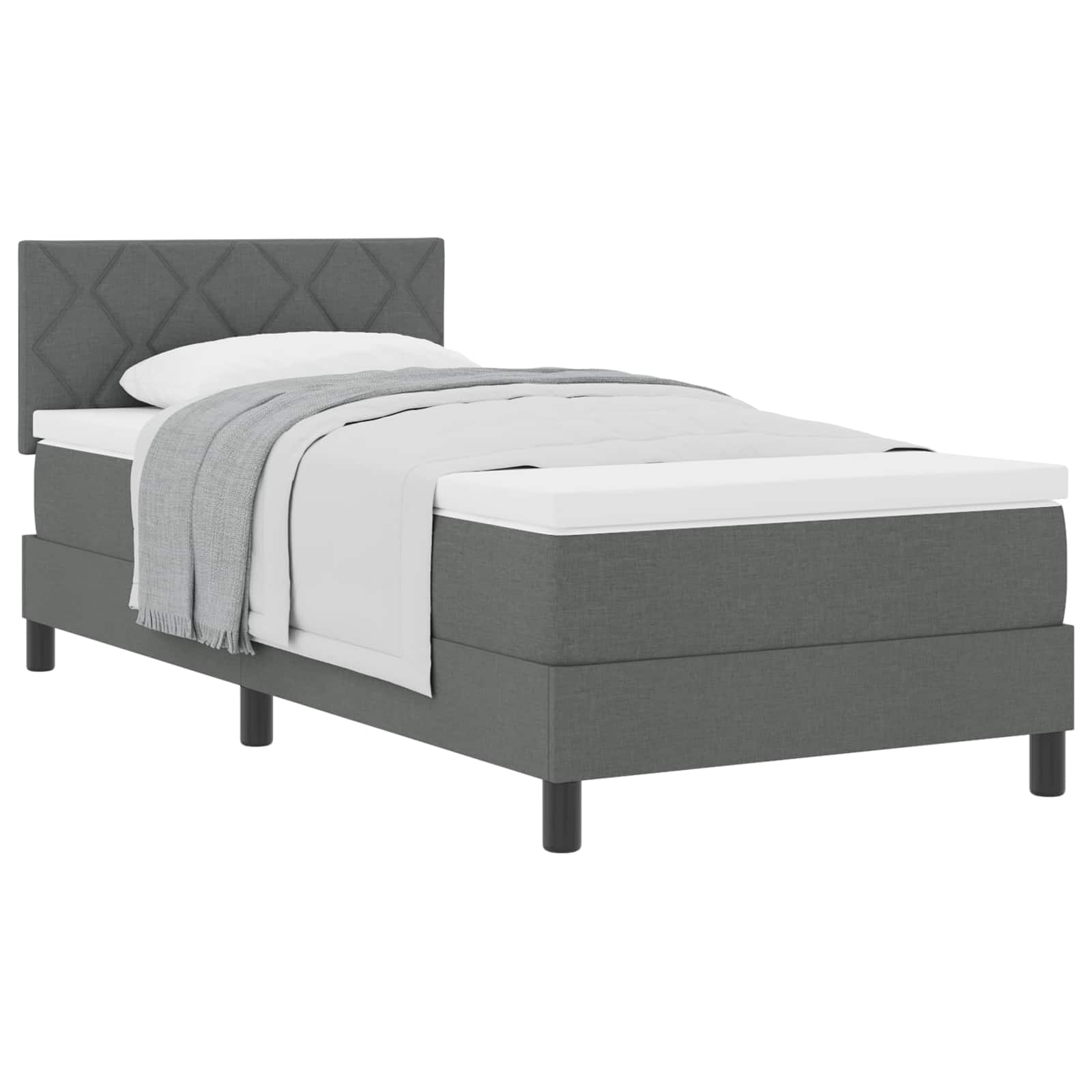 Letto a molle con testiera Grigio scuro 90 x 200 cm Tessuto | homemem39