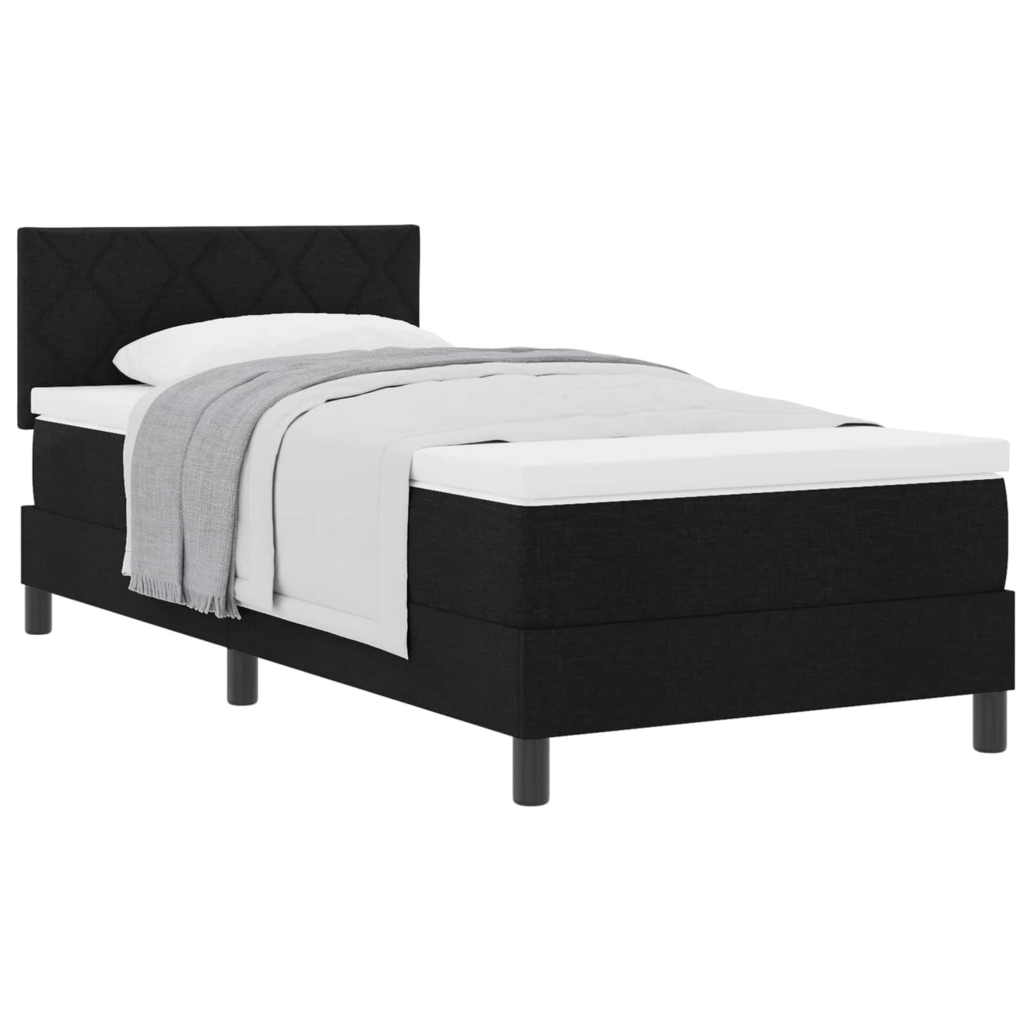 Letto a molle con testiera Nero 90 x 200 cm Tessuto | homemem39