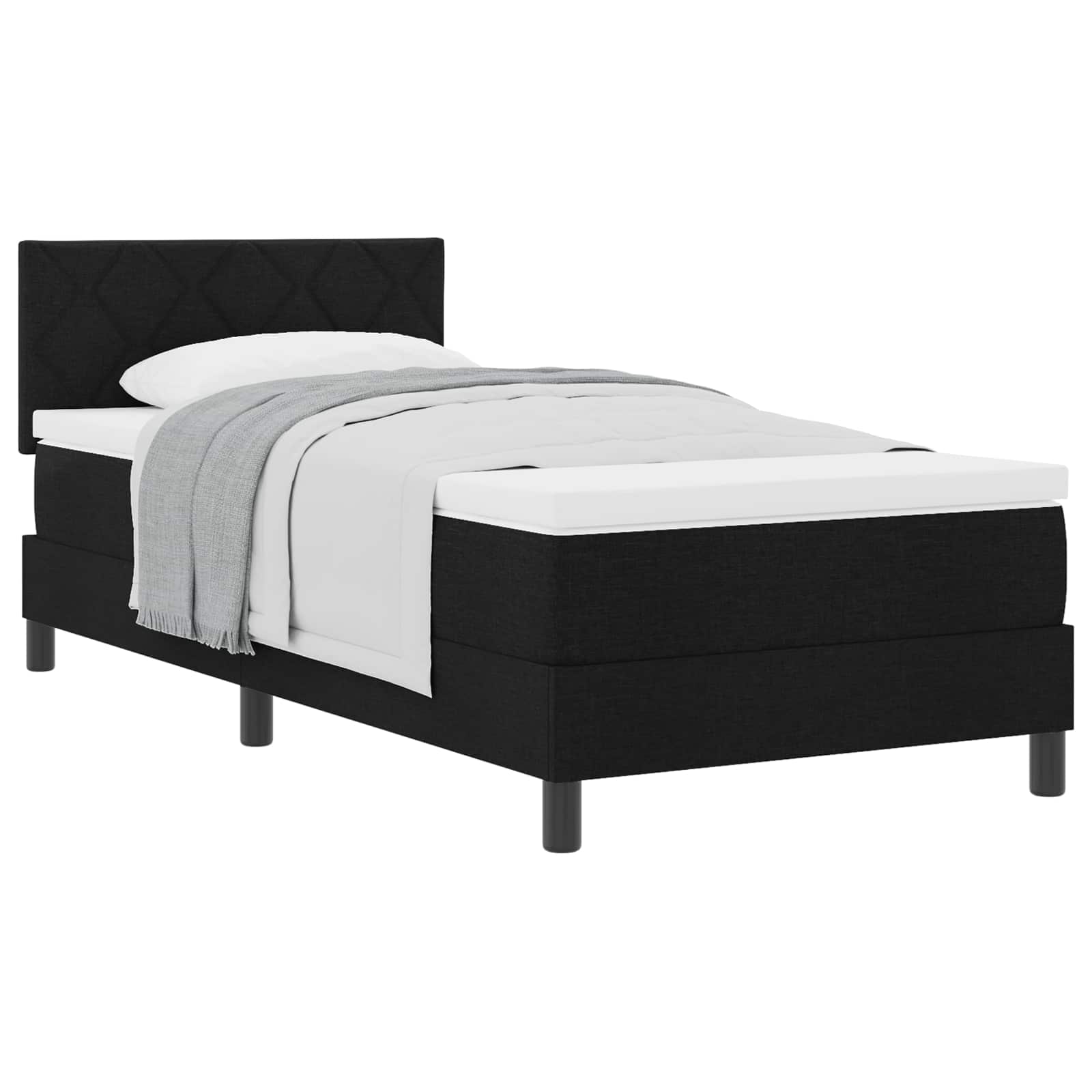 Letto a molle con testiera Nero 90 x 200 cm Tessuto | homemem39