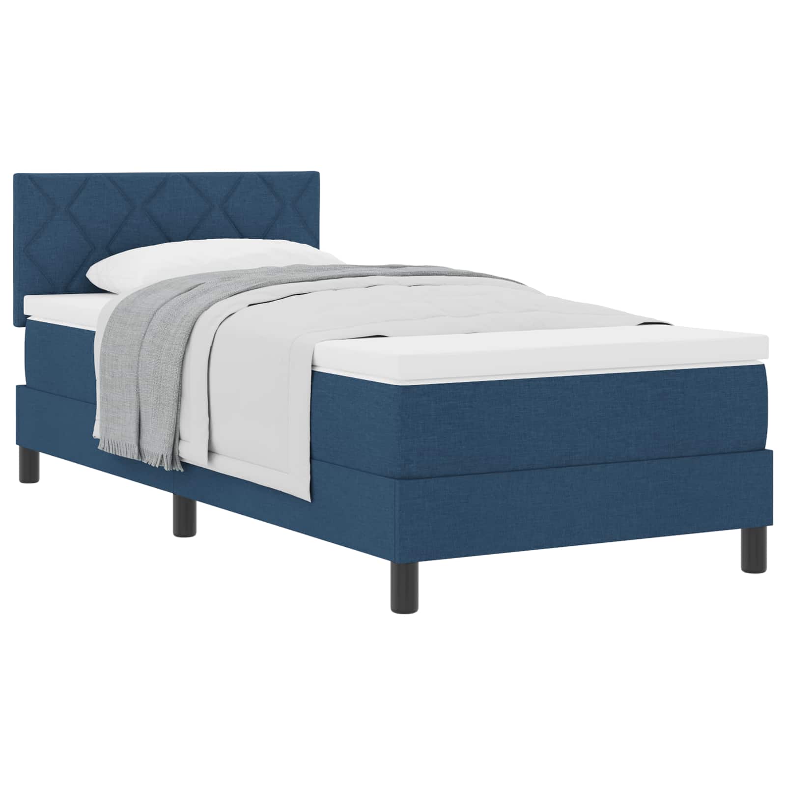 Letto a molle con testiera Blu 90 x 200 cm Tessuto | homemem39