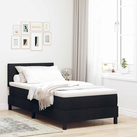 Letto box spring con materasso Nero 100 x 200 cm Tessuto