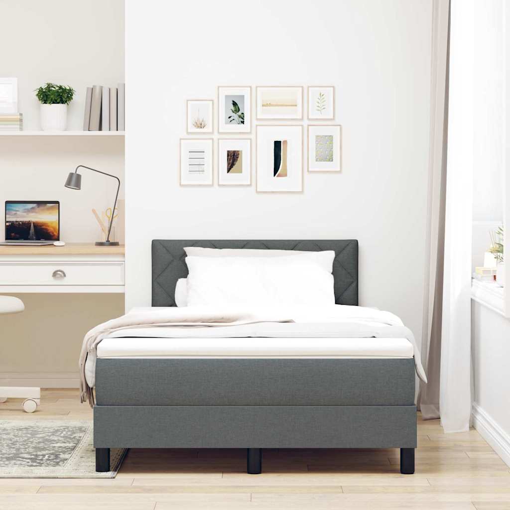 Letto box spring con materasso Grigio scuro 120 x 190 cm
