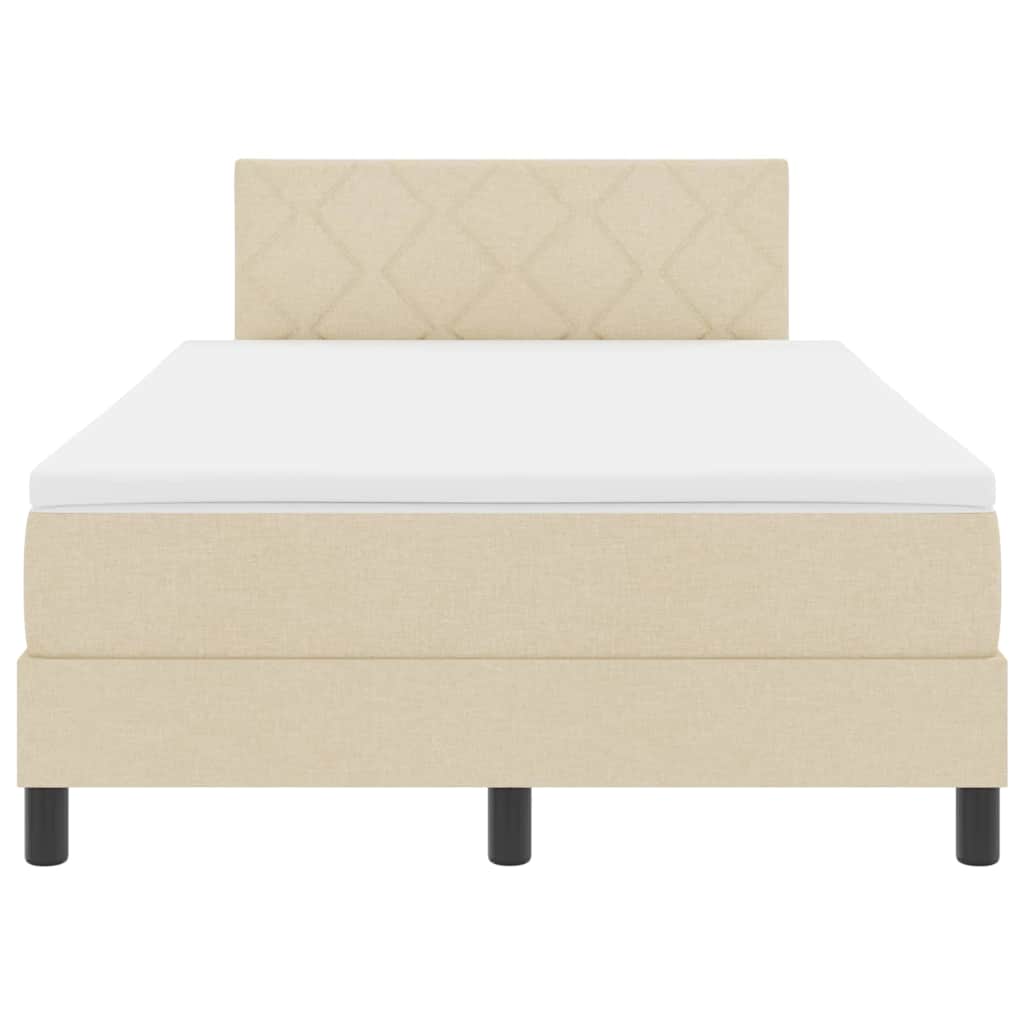 Letto a molle con materasso Crema 120 x 190 cm Tessuto