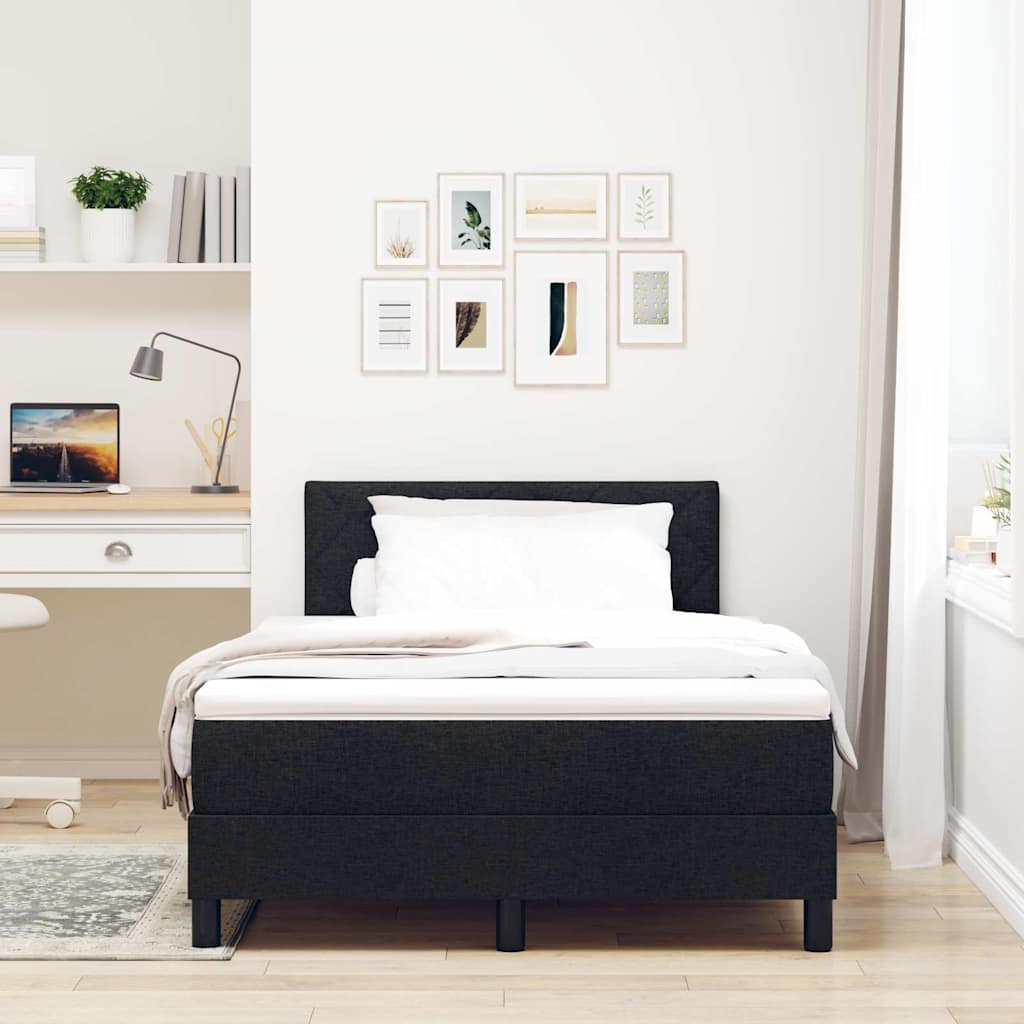 Letto a molle con cuscino Nero 120 x 200 cm Tessuto | homemem39