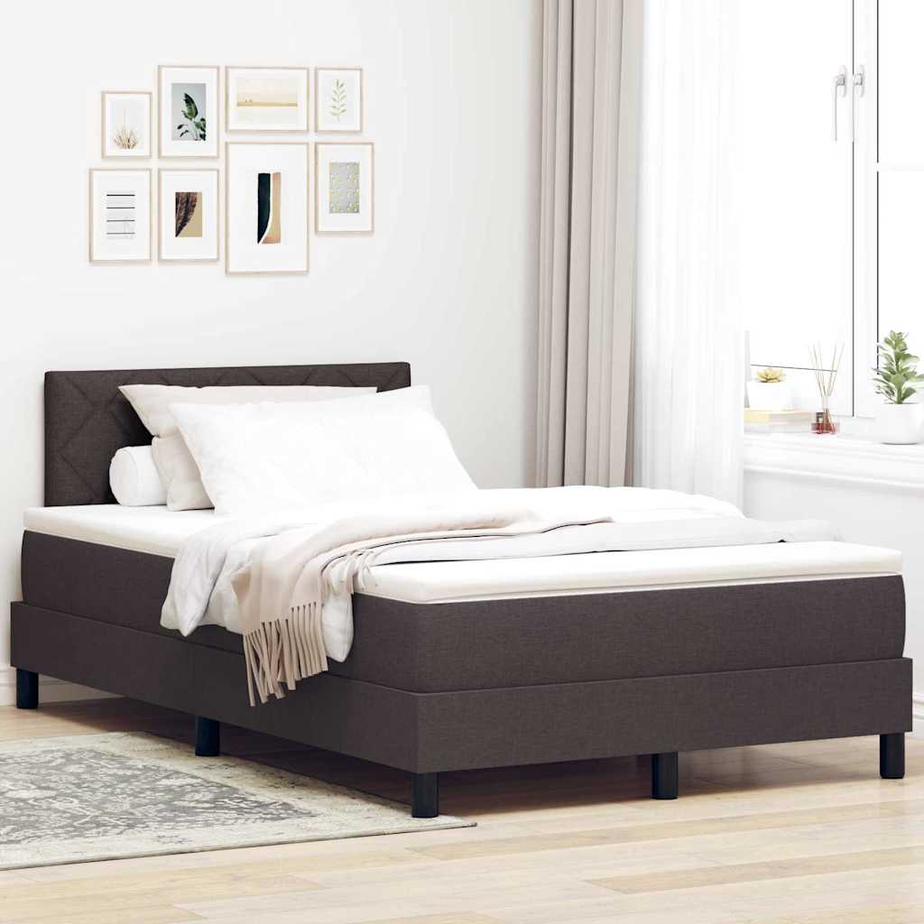 Letto a molle con cuscino Marrone Scuro 120 x 200 cm Tessuto | homemem39