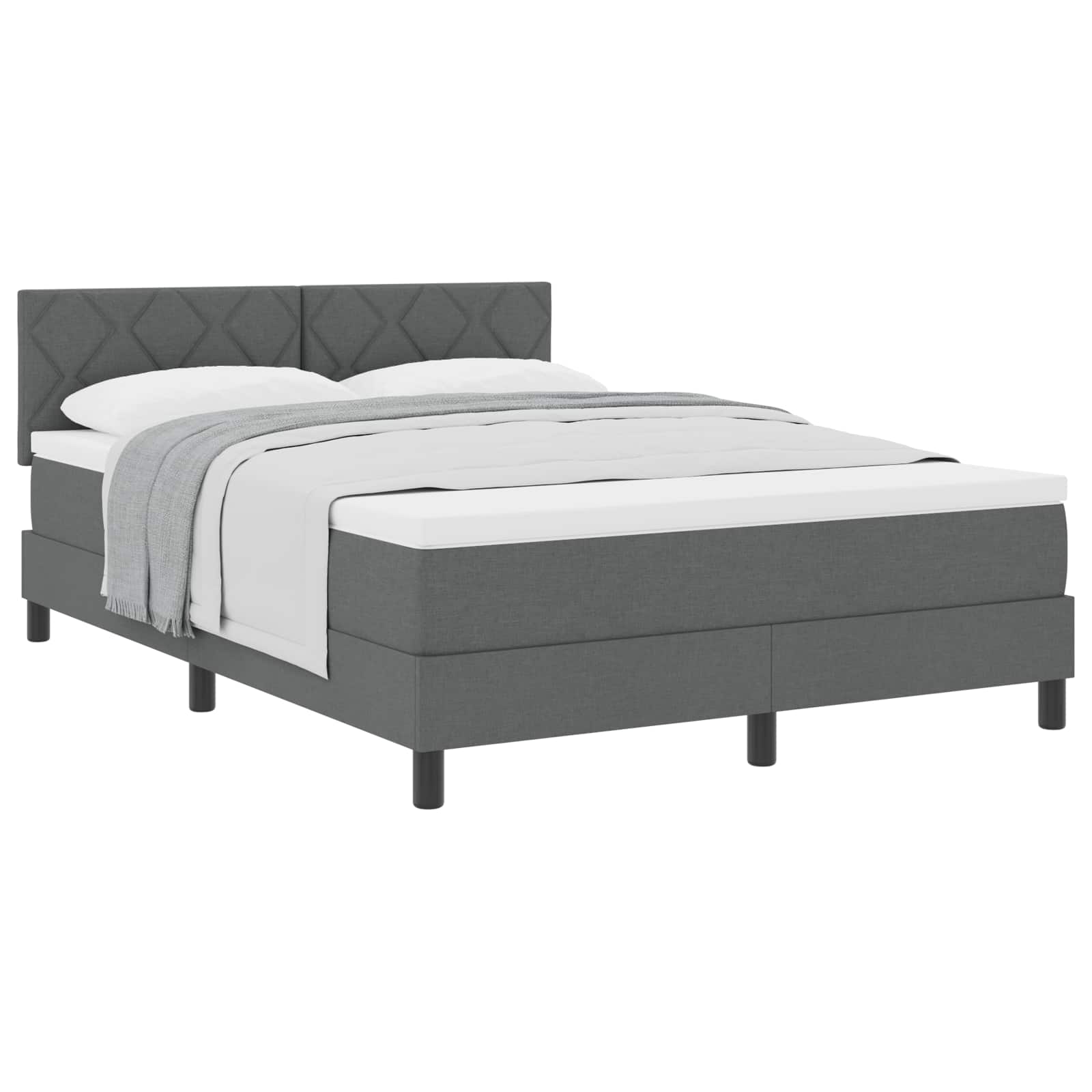 Letto a molle con testiera Grigio scuro 160 x 200 cm Tessuto | homemem39
