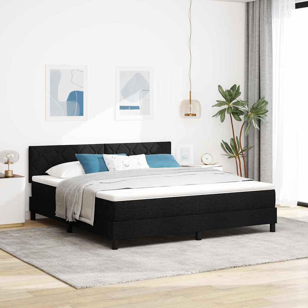 Letto a molle con testiera Nero 180 x 200 cm Tessuto | homemem39
