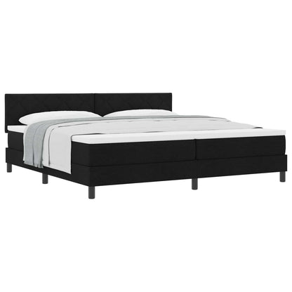 Letto a molle con testiera Nero 200 x 200 cm Tessuto