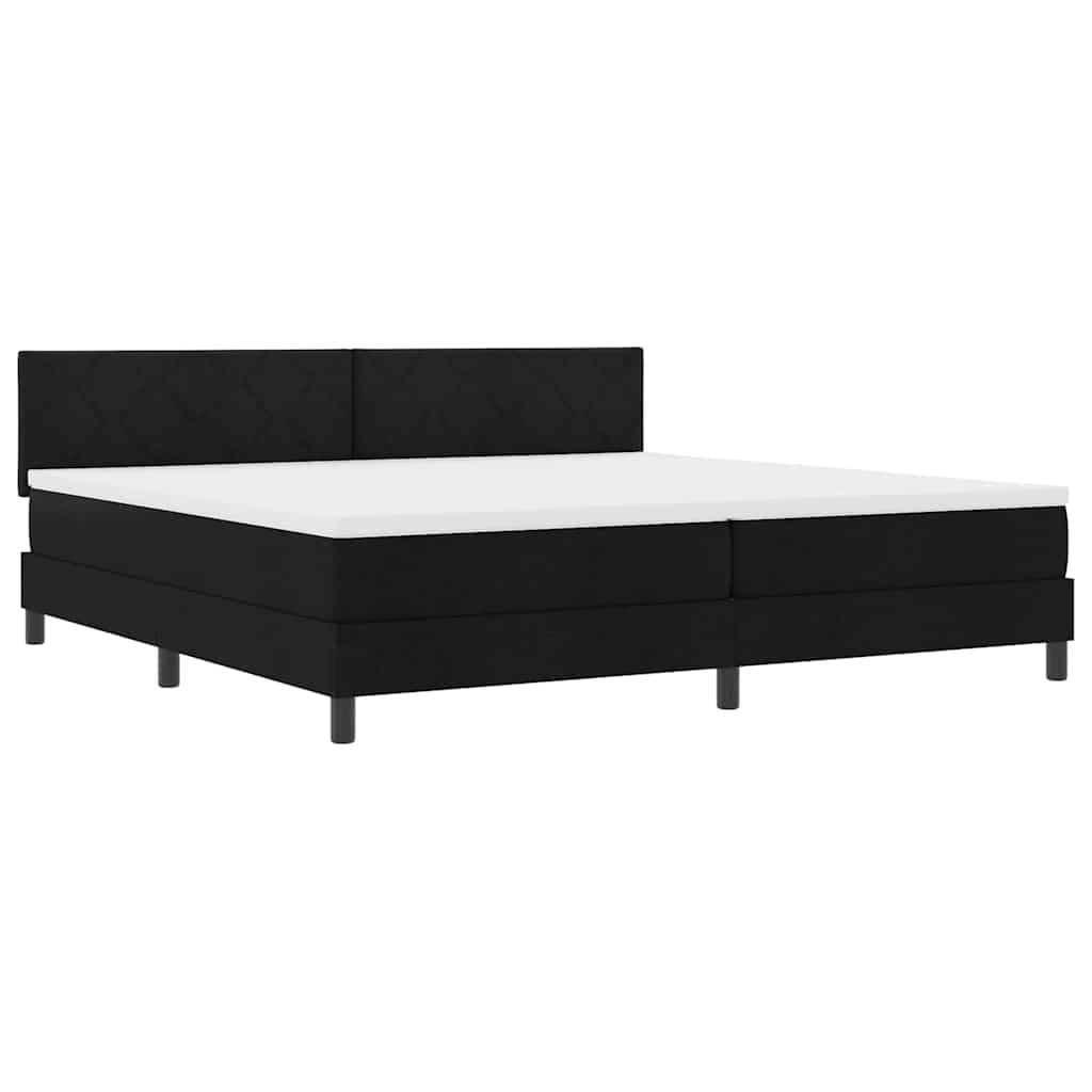Letto a molle con testiera Nero 200 x 200 cm Tessuto