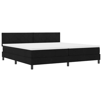 Letto a molle con testiera Nero 200 x 200 cm Tessuto