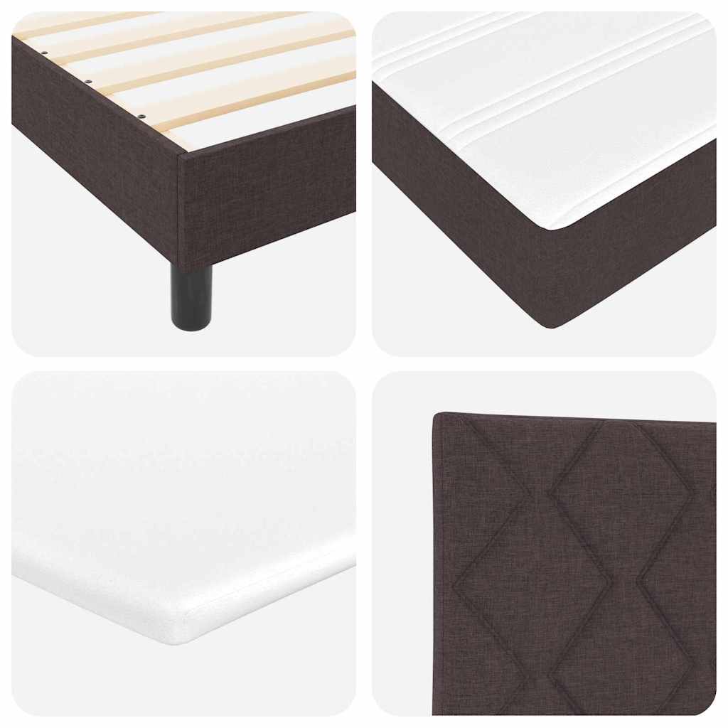 Letto a molle con testiera Marrone Scuro 200 x 200 cm Tessuto | homemem39