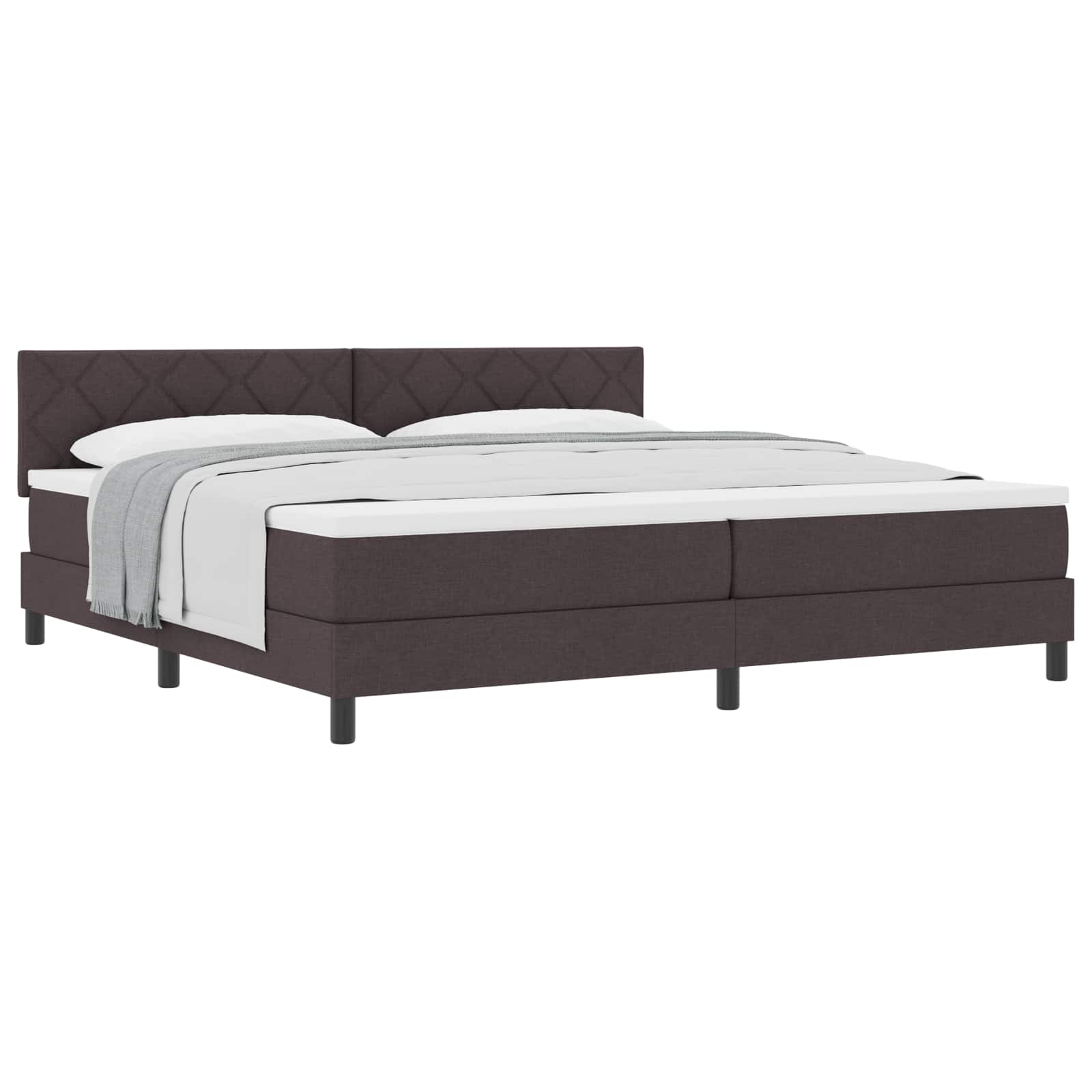 Letto a molle con testiera Marrone Scuro 200 x 200 cm Tessuto | homemem39