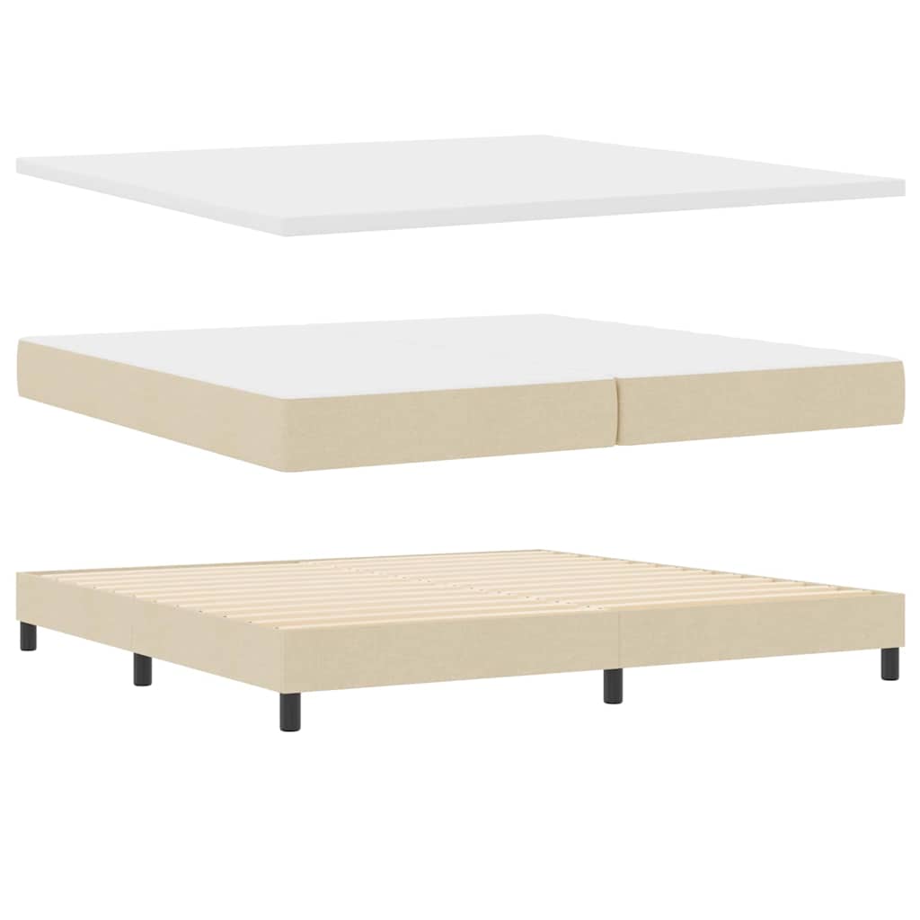 Letto a molle con testiera Crema 200 x 200 cm Tessuto | homemem39