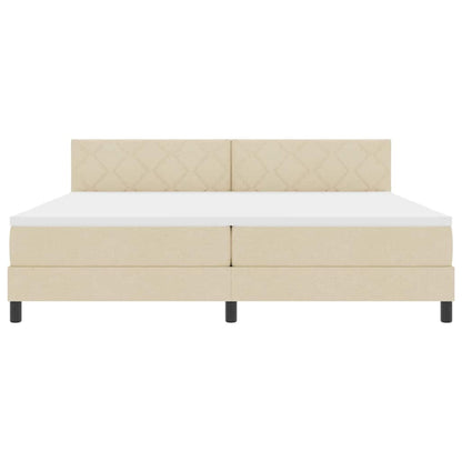 Letto a molle con testiera Crema 200 x 200 cm Tessuto | homemem39