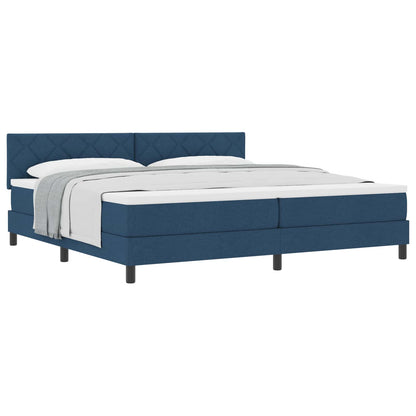 Letto a molle con testiera Blu 200 x 200 cm Tessuto | homemem39