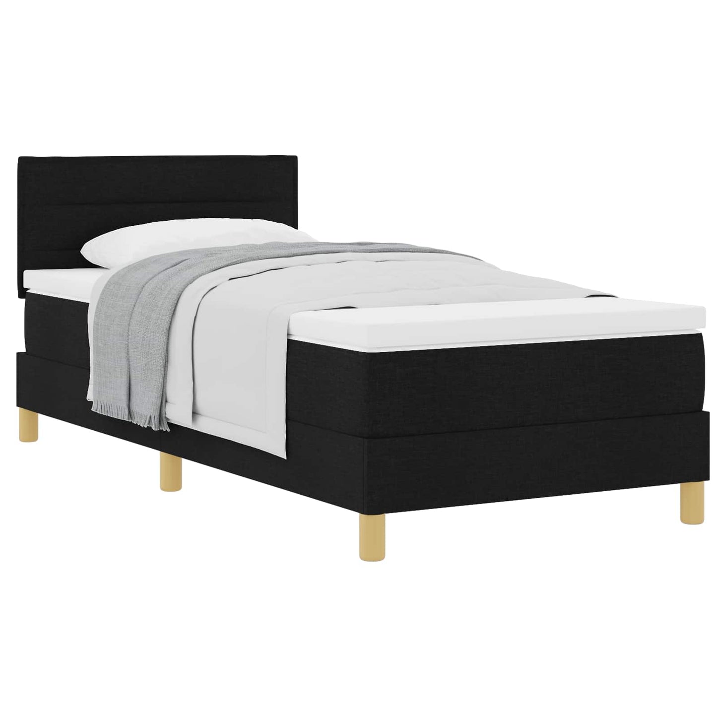 Letto a molle con cuscino con testiera Nero 80 x 200 cm Tessuto | homemem39