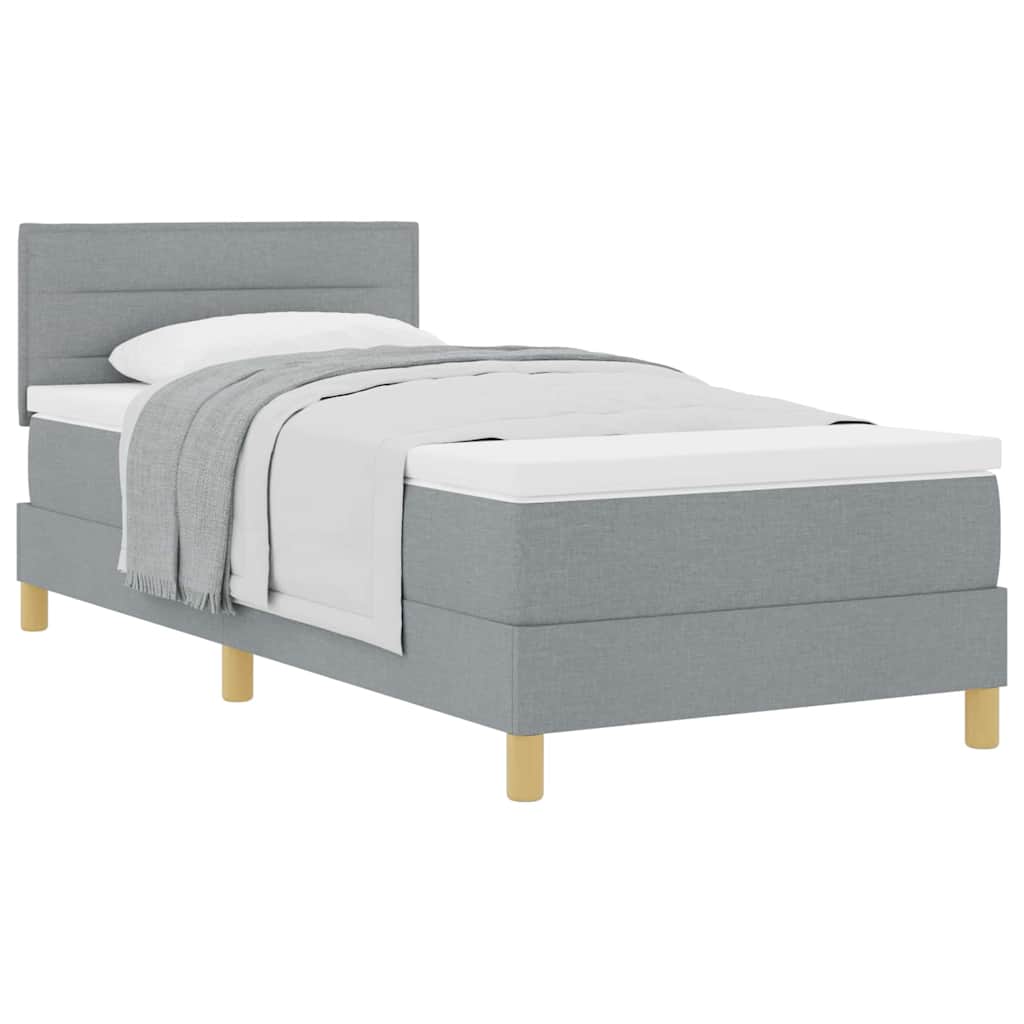 Letto box spring con materasso Grigio chiaro 90 x 190 cm