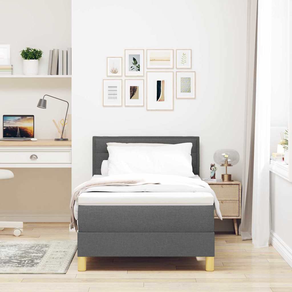 Letto a molle con cuscino Grigio scuro 90 x 190 cm Tessuto | homemem39