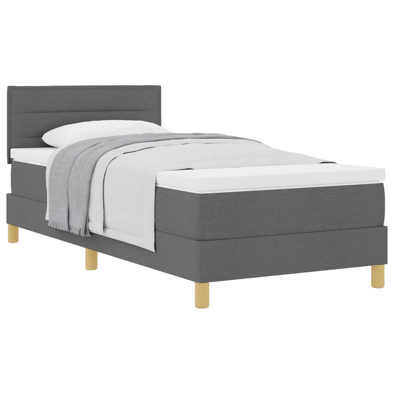Letto a molle con cuscino Grigio scuro 90 x 190 cm Tessuto | homemem39
